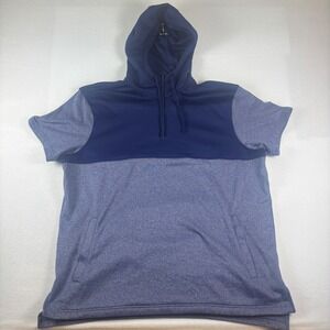 The Foundry Mens 2XLT Blue Quick-Dri Short Sleeve Quarter Zip Hoodie Pullover